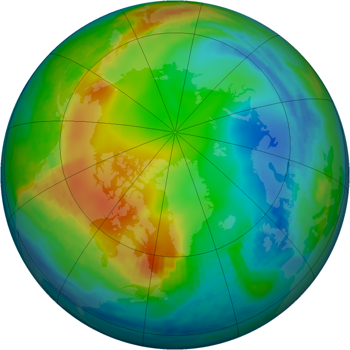 Arctic ozone map for 15 December 1990